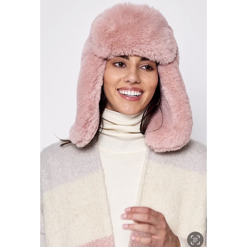 Do Everything in Love Soft Thick Faux Fur Hat Flap Trapper Beanie Hat NEW Cozy